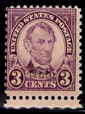 US Stamp #635 FAKE Nebraska Overprint 3c Lincoln Mint No Gum SCV $.70