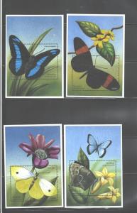 R.CENTER AFRICAINE 2001BUTTERFLIES MSs #1400-1403 MNH