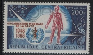 CENTRAL AFRICAN REPUBLIC, C53, MNH, 1968, MAN, WHO EMBLEM & TSETSE FLY