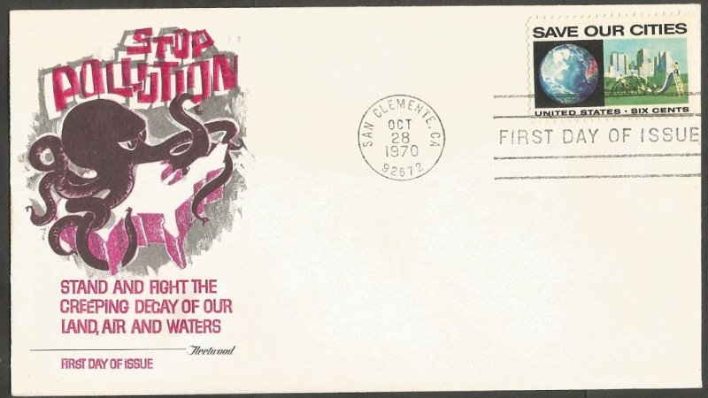 US FDC.1970 SAVE OUR CITIES 6C STAMP,FIRST DAY OF ISSUE COVER,SAN CLEMENTE,CA