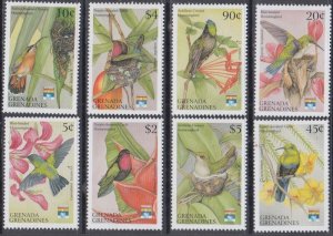 GRENADA GRENADINES Sc #1423-30 MNH CPL SET of 8 - VARIOUS HUMMINGBIRDS