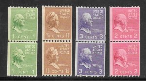#848-51 MH LP Set of 4 Line Pairs Collection / Lot