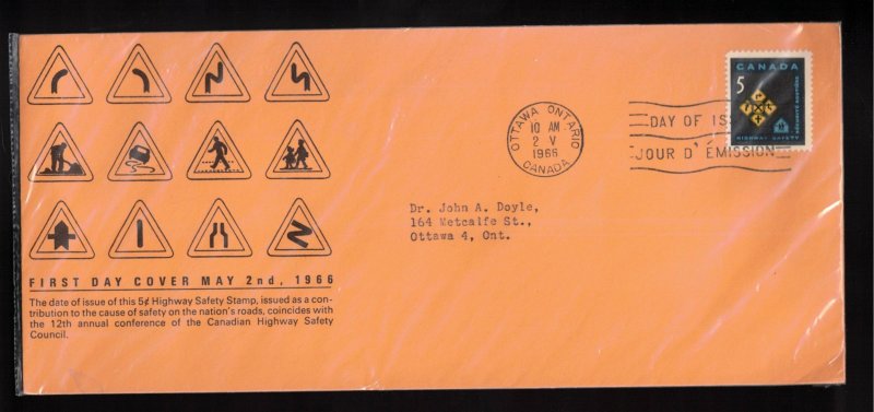 CANADA FDC Scott # 447 - Highway Safety - Schering Cachet