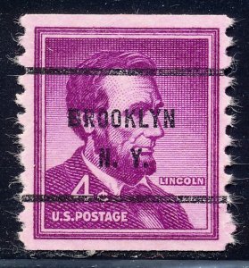 Brooklyn NY, 1058-61 Bureau Precancel, 4¢ coil Lincoln