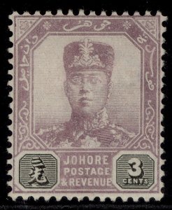 MALAYSIA - Johore EDVII SG63, 3c dull purple & olive-black, M MINT. 