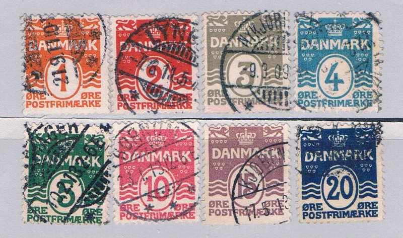 Denmark 57-64 Used set Numerals 1905 (D0203)