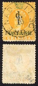 Grenada  SG38 1d on 1/- Orange Superb used cat 48