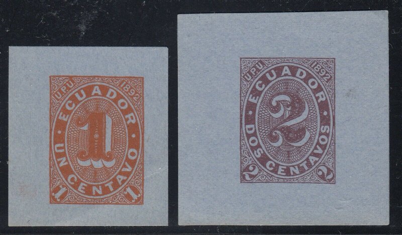 Ecuador 1892 1c & 2c Cut Squares from Wrappers Mint. 