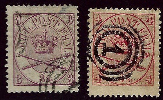 Denmark SC#12 & 13 Used F-VF hr SCV$83.00...Worth a Close Look!