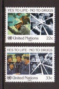 United Nations New York   #497-498   MNH  1987  fight against drugs