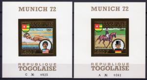 Togo 1973 Mi#Bl.70B/72B MUNICH OLYMPICS WINNERS 3 Gold S/S IMPERFORATED MNH