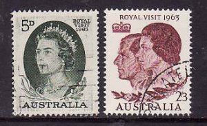 Australia-Sc#351-2-used QEII set-Royal Visit-1963-