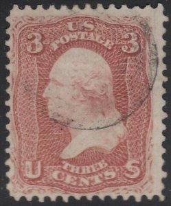 US Scott # 65 3c Washington Nice Color Light Cancel 