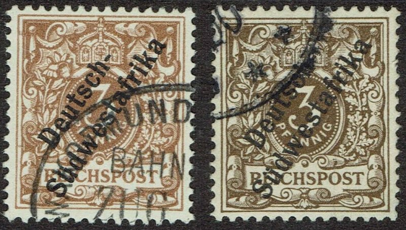 GERMAN SOUTH WEST AFRICA 1897 EAGLE 3PF BOTH SHADES USED 