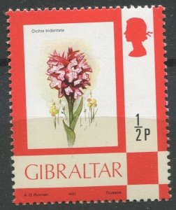 Gibraltar  Sc#340 MNH, ½p multi, Definitives 1977-1982: Birds, Flowers, Fish...