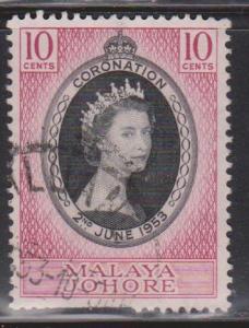 JOHORE Scott # 155 Used - QEII Coronation Issue