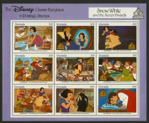 Grenada 1540-5 imperf selvedge MNH Disney, Fairy Tales, Snow White