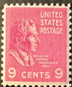 US # 814 William H. Harrison 9c1 1938 Mint NH