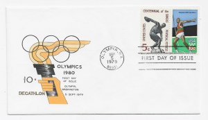 US 1790 10c Olympics Decathlon single FDC 1st Olympia Phil Soc Cachet ECV $20.00