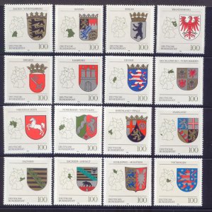 Germany 1699-1714 MNH 1992-94 FDR State Coats of Arms Full 16 Stamp Set