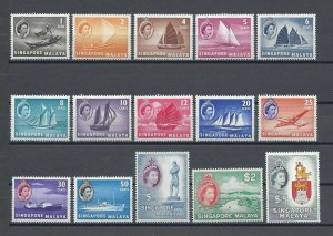 SINGAPORE 1955/59 SG 38/52 MNH Cat £140