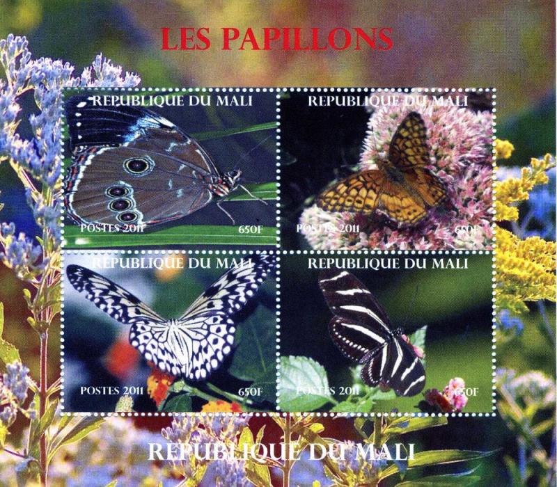 Mali 2011 Butterflies Sheet (4) Perforated mnh.vf