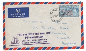 Bermuda 1956 Ocean Race ovpt 1/3d fine used on FDC to UK, fine 50th Anniversar