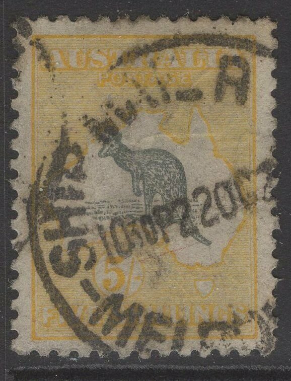 AUSTRALIA SG13 1913 5/= GREY & YELLOW USED