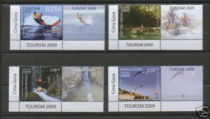 MONTENEGRO-MNH-SET WITH LABELS-TOURISM-RAFTING-2009.