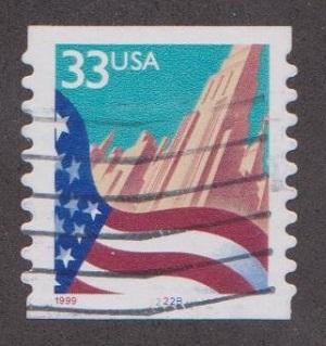 US #3281 Flag over City Used PNC Single plate #2222B