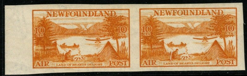 NEWFOUNDLAND SG231a 1933 10c ORANGE-YELLOW IMPERF PAIR MNH 