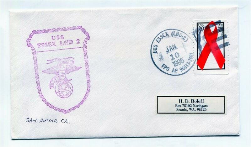 US Naval Ship Cover - USS ESSEX (LHD2) 1995