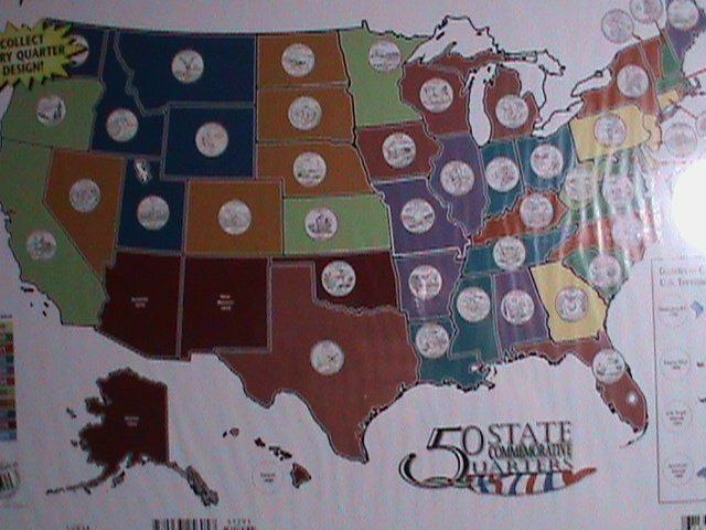 56 STATE QUARTER map deluxe colorful folder for STATES Quarters