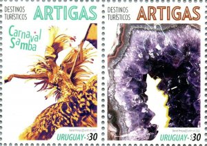 Jewelry Gemstone Amethyst Mineral stone Carnival dance samba URUGUAY MNH STAMP 