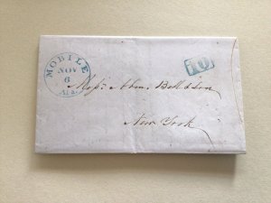 United States Mobile Alabama 1845  to New York letter  cover 63003