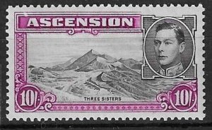 ASCENSION SG47 1938 10/= BLACK & BRIGHT PURPLE p13½ MNH