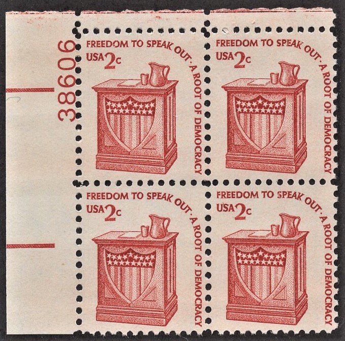 US 1582 MNH VF 2 Cent Speaker's Stand Plate Block # 38606