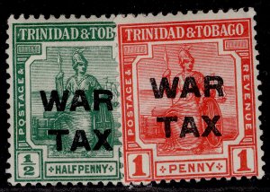 TRINIDAD & TOBAGO GV SG181a-182, 1917 WAR TAX set, LH MINT. Cat £10.