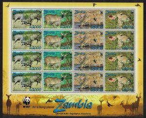 Zambia WWF Greater Kudu Sheetlet of 4 sets 2008 MNH SC#1103a-d