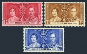 Bermuda 115-117, MNH. Michel 98-100. Coronation 1937. King George VI, Elizabeth.