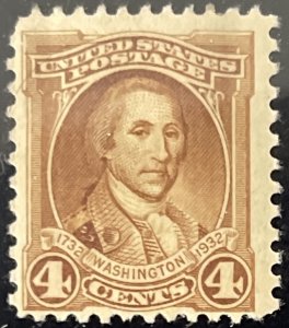 Scott #709 1932 4¢ Washington Bicentennial unused HR