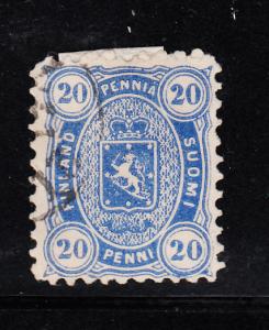 Finland 1875-81 used Scott #21 20p Coat of Arms Value circles mis-shapen