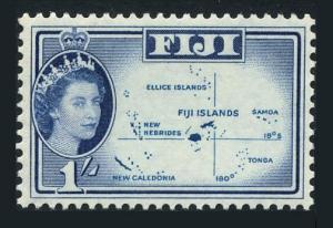 Fiji 171,MNH.Michel 149. Queen Elizabeth II.Map,1961