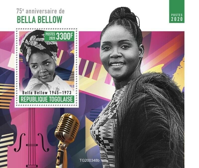 Togo - 2020 Togolese Singer Bella Bellow - Stamp Souvenir Sheet - TG200348b