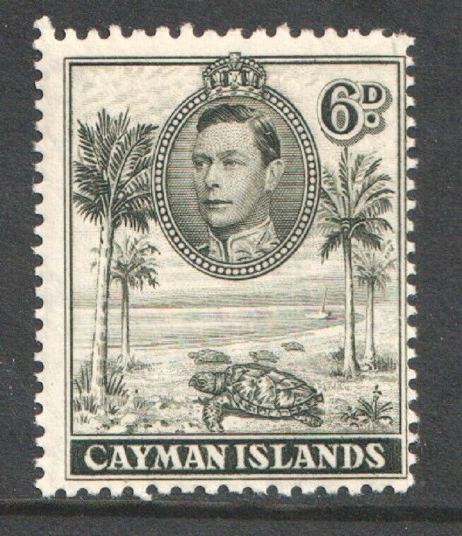 1938  CAYMAN ISLANDS  -  SG:122  -  KGVI - 6d  OLIVE GREEN -  MOUNTED MINT