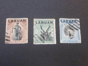 Malaya Labuan 1897 Sc 72A,74-77 FU