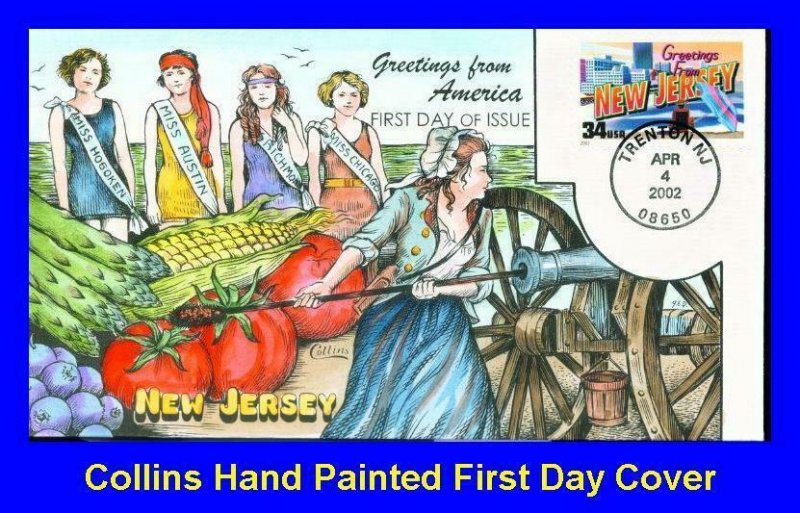 COLLINS HAND PAINTED 3590 GFA NEW JERSEY Molly Pitcher Beauty Pageants 