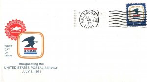 UNITED STATES POSTAL SERVICE TRANSITION JULY 1 1971 FDC HOLBROOK & HARTFORD (2)