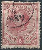 Neth. Antilles Sc. #3 (used, rough perf at top) 5c William III, rose (1873)