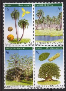 Uruguay stamp 1998 - Native trees block of 4